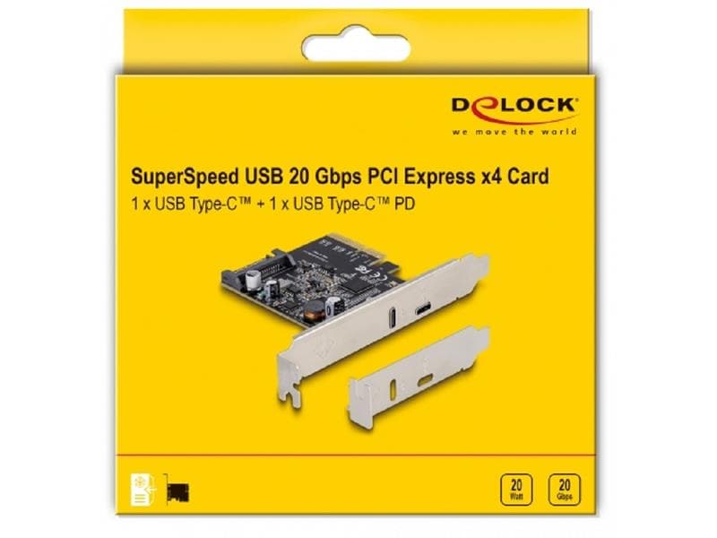 Delock PCI-Express-Karte 90074 2x USB Typ-C 1x USB-C PD, 1x USB-C 3.2 Gen. 2 x 2 20 Gbps
