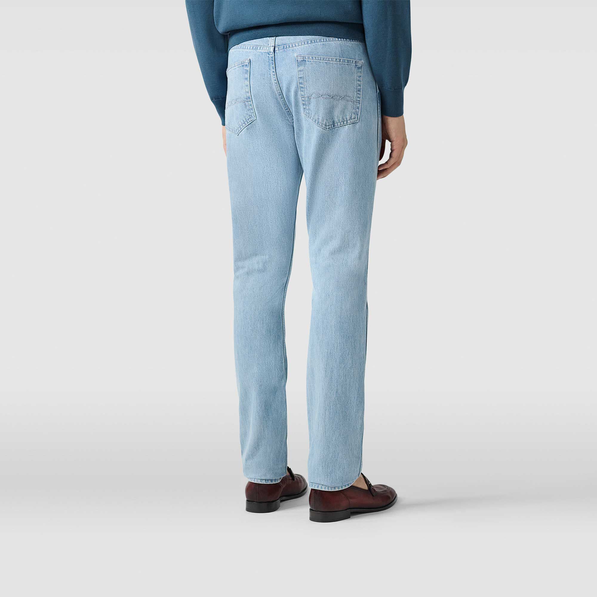 Pantalon Slim En Denim Avec Scritto