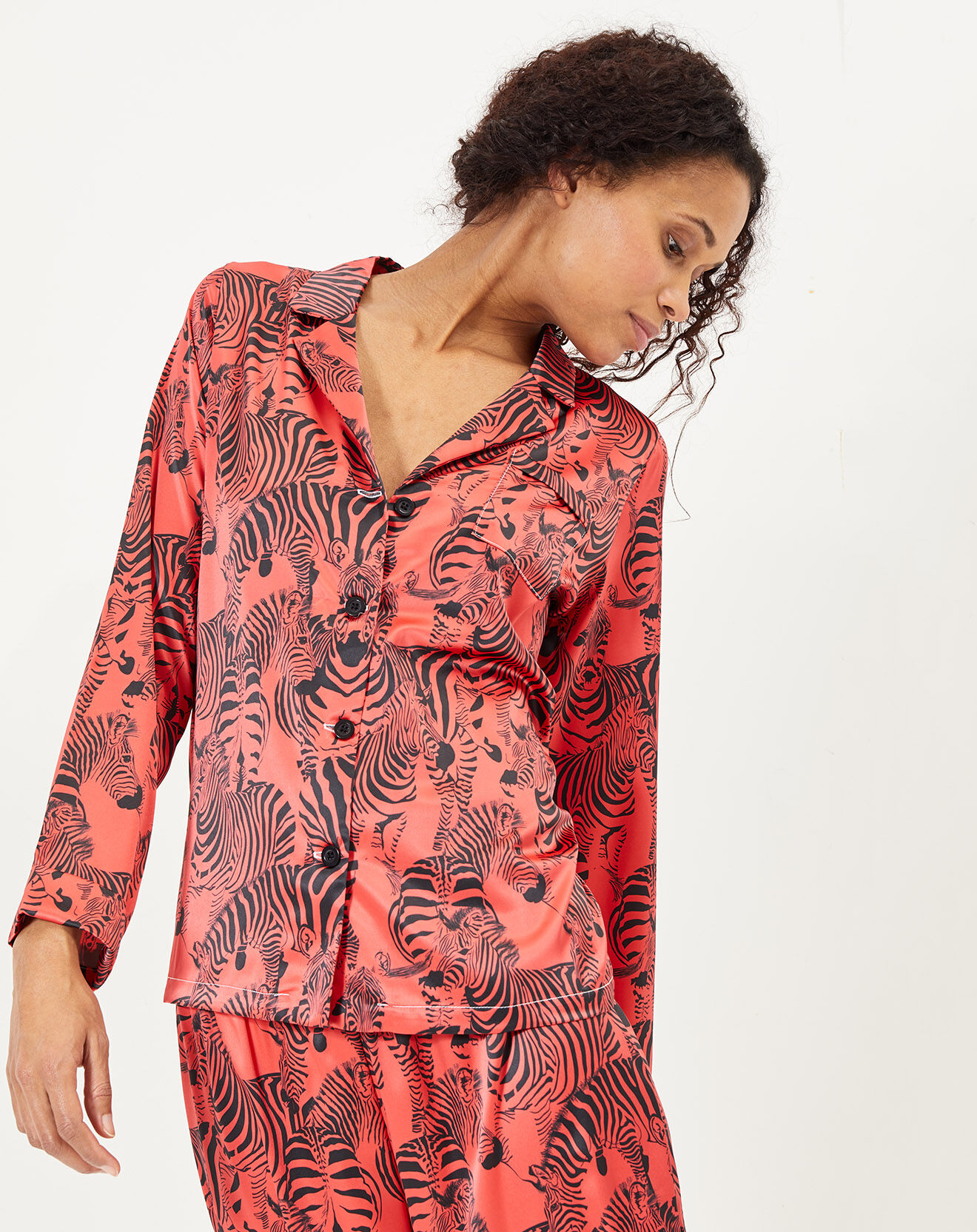 Quartier Latin Pyjama satiné Zambèze imprimé rouge/noir
