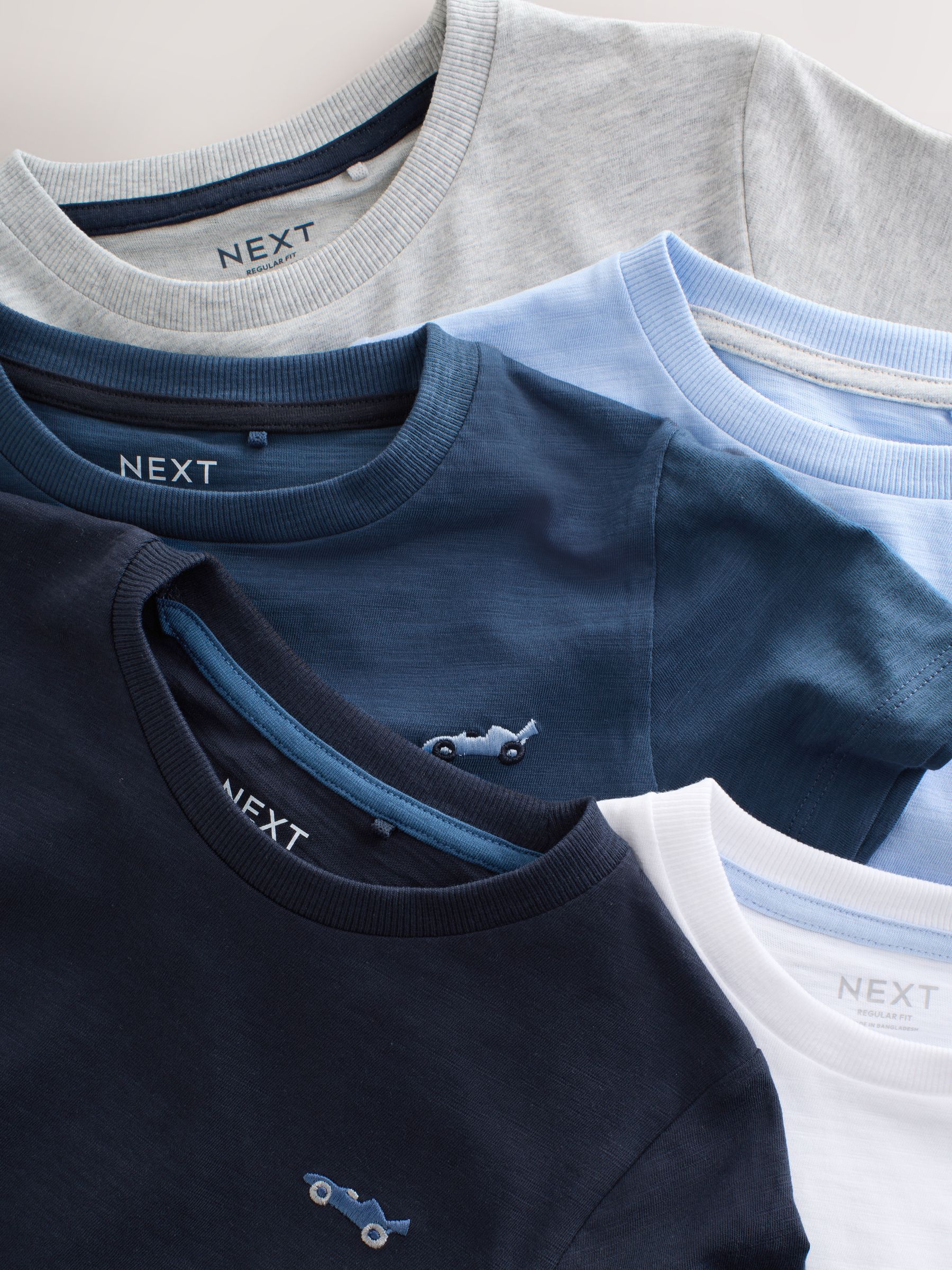 Blauw - Set van 5 T-shirts met korte mouwen (3mnd-7jr)