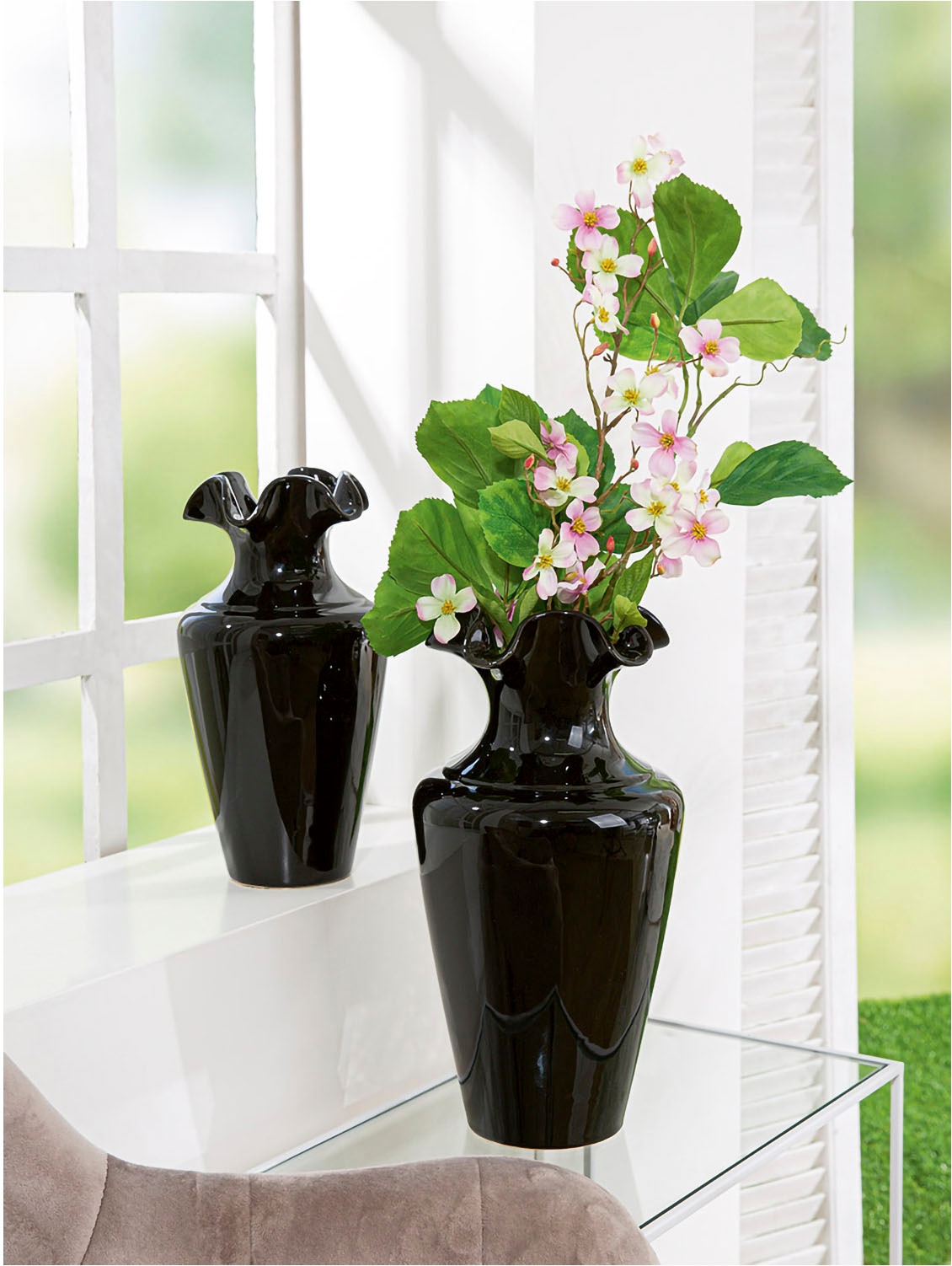GILDE Tischvase »Vase Irina, aus Keramik, Höhe ca. 40 cm« wasserdicht