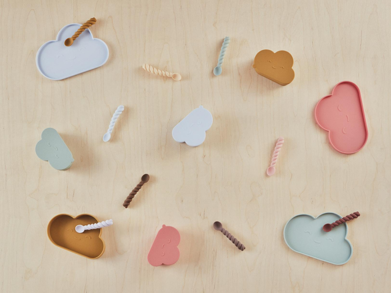 OYOY Mellow lepels set van 3 Blue, Taupe, Mint