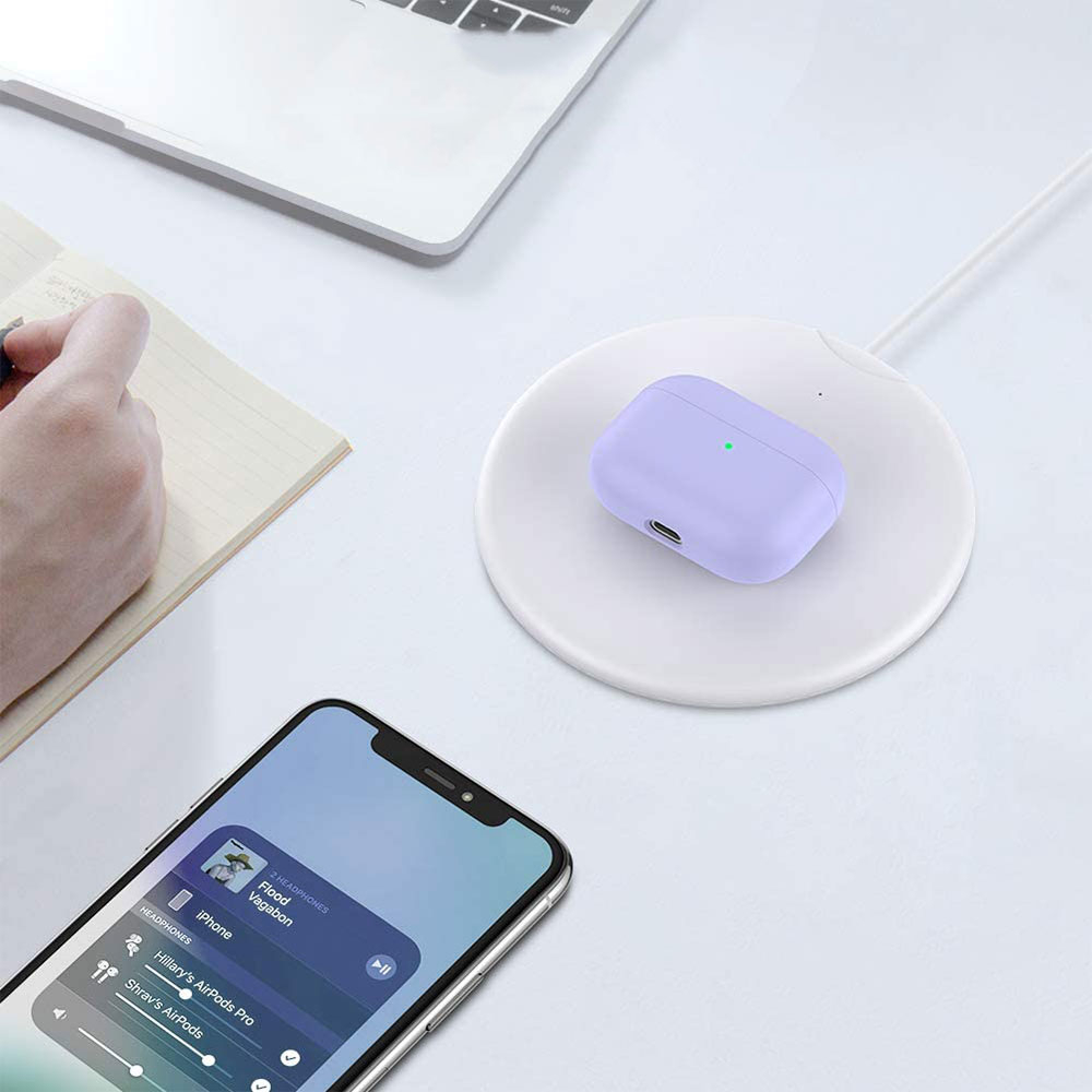 AirPods (1. & 2. Generation) Gummi Schutzhülle Abdeckung mit Karabinerhaken - Lila