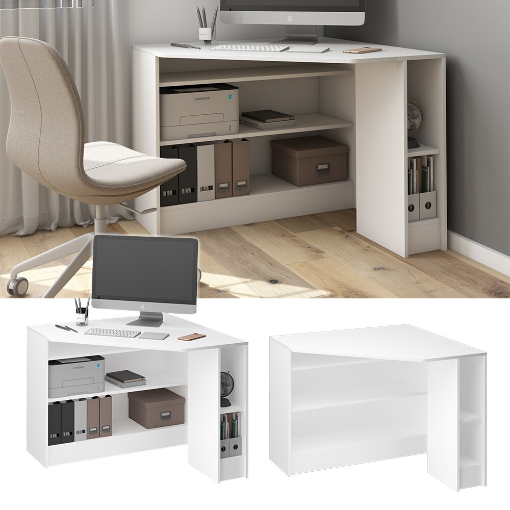 Vicco Eckschreibtisch Schreibtisch Bürotisch Alvaro 94x94cm weiß Computertisch