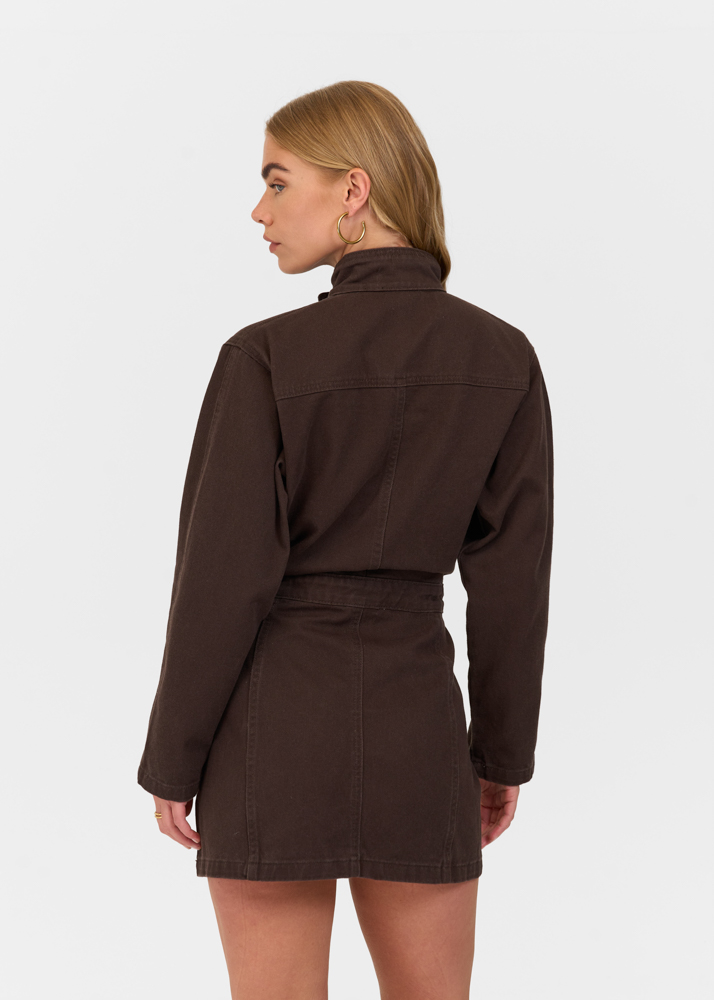 Iconic denim dress deep choco
