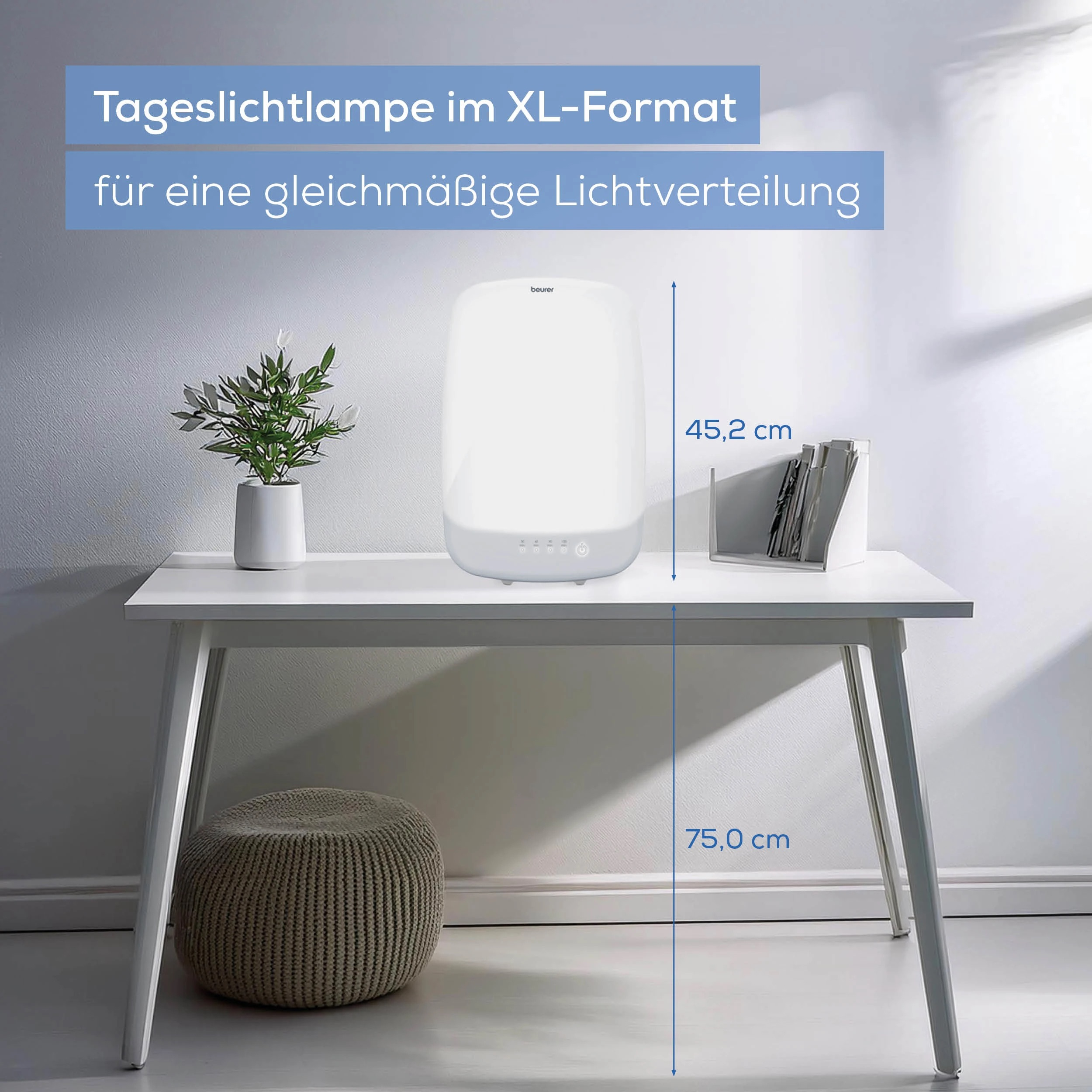 TL 85 Tageslichtlampe Lichttherapie zur Tageslicht Simulation mit 4 Lichtstufen (60842) - Weiss