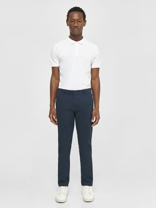 Knowledge Cotton Apparel LUCA slim twill chino pants - GOTS/Vegan Blå