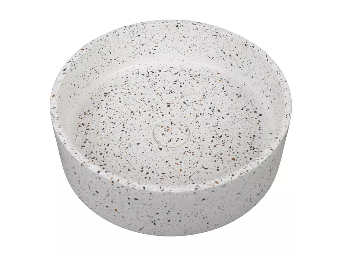 Vasque ronde à poser en terrazzo bleu - 39 cm - DUKAT