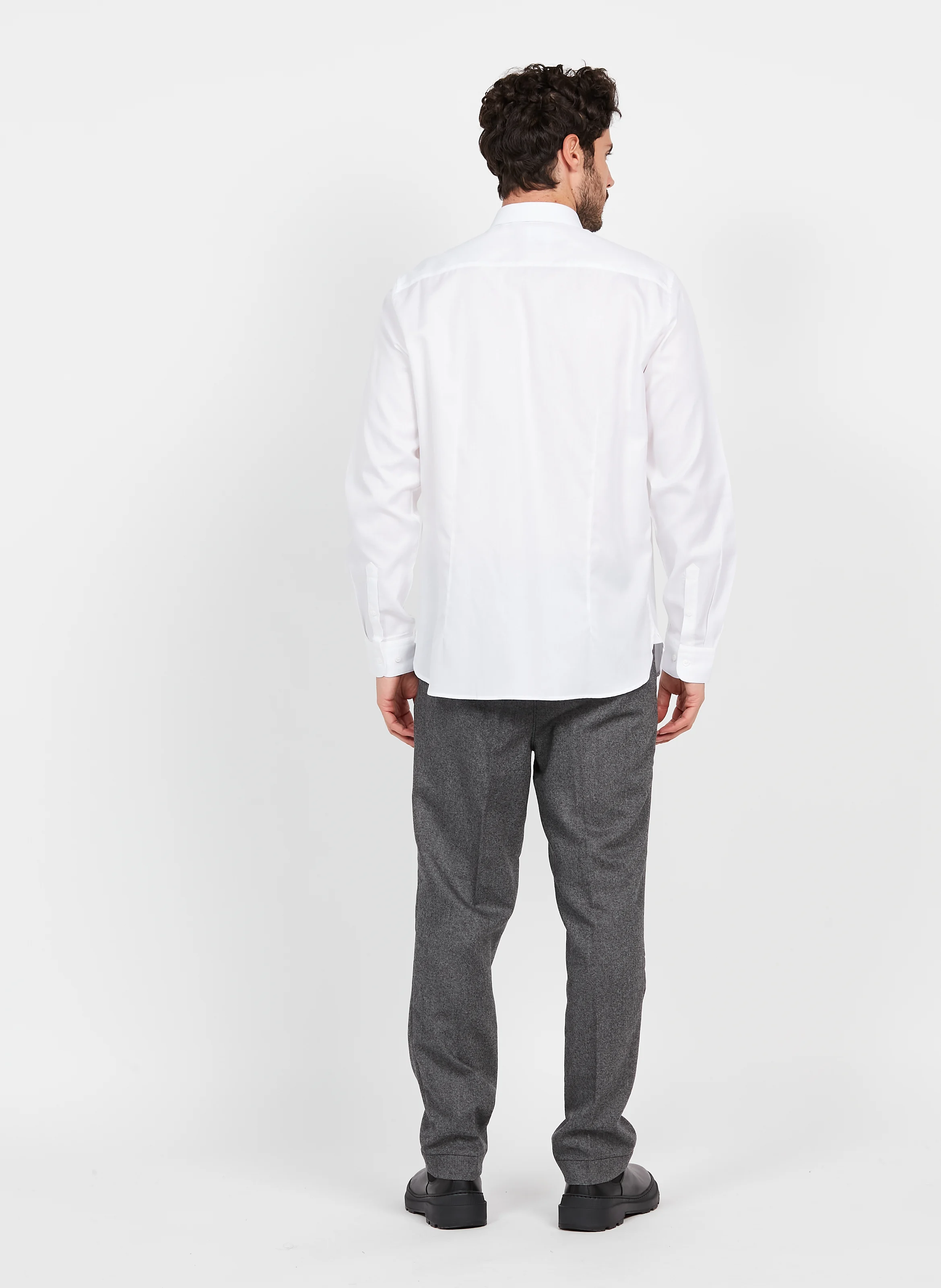 Chemise col classique slim-fit en coton| Blanc