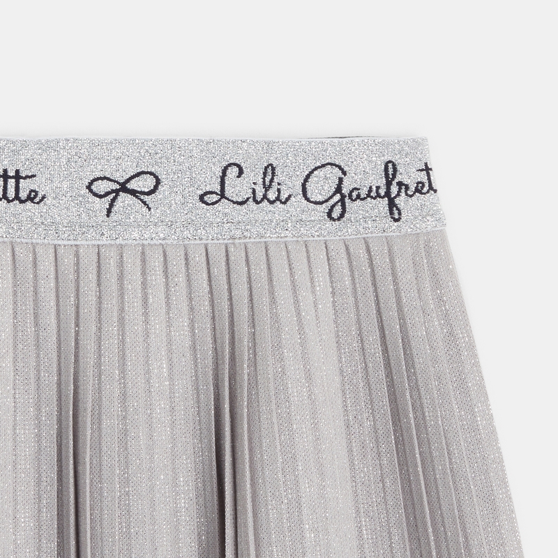 Jupe plissée brillante fille grise Lili Gaufrette
