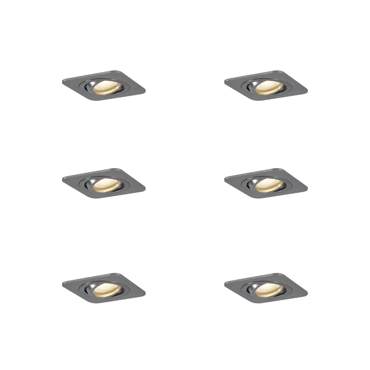 Set van 6 afgeronde inbouwspots gunmetal GU10 50mm draai- en kantelbaar IP44 - Alberto