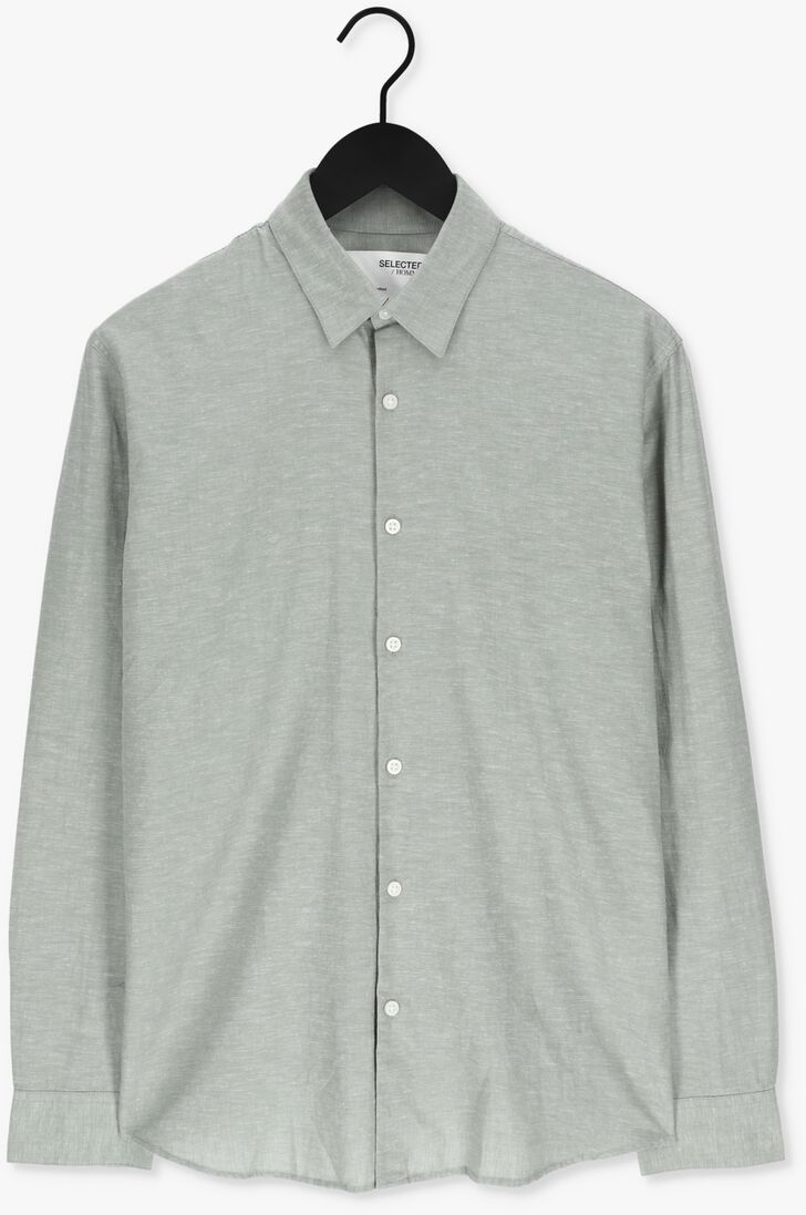 SELECTED HOMME lichtgrijze selected homme casual overhemd slhslimnew-linen shirt ls w no
