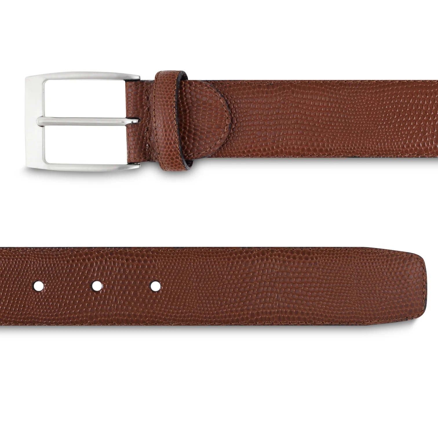 Ceinture cuir façon lézard marron