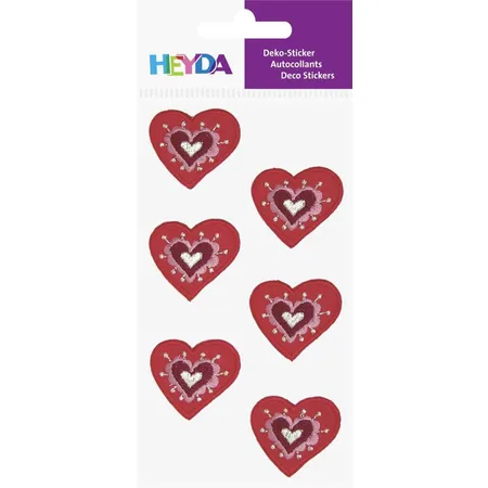 Heyda Textilsticker Herzen, rot