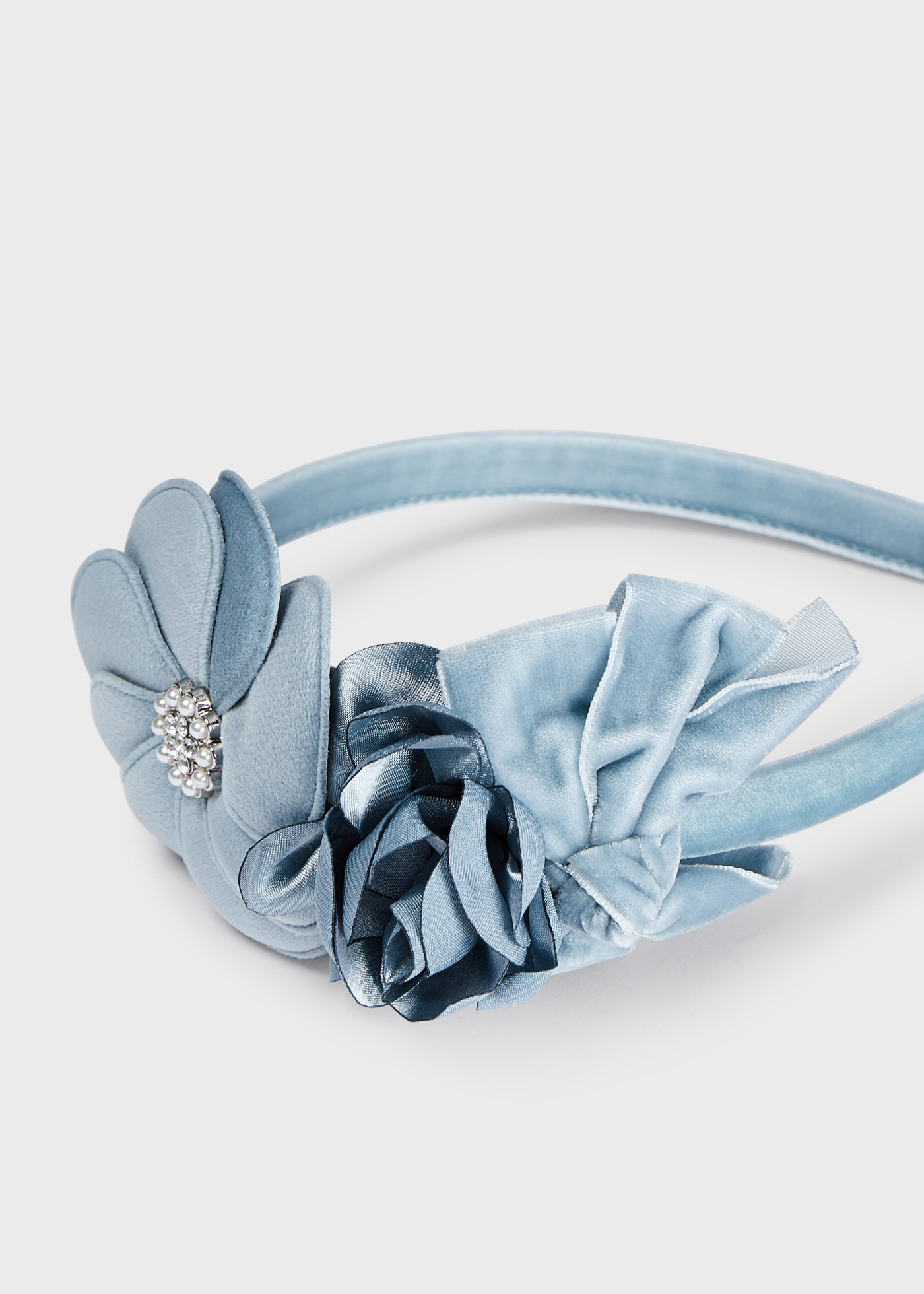 Tiara floral de veludo para meninas