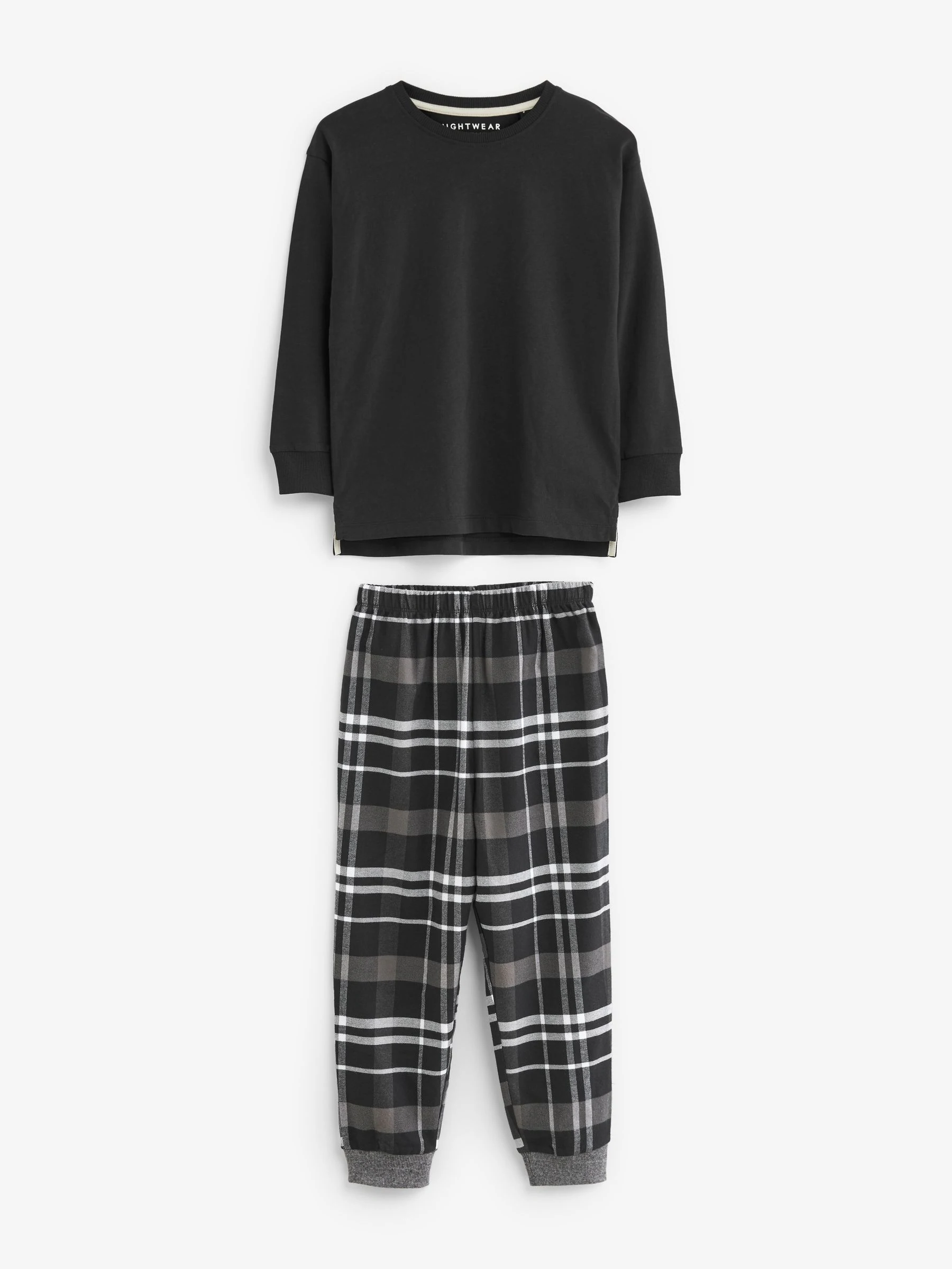 Monochroom - Set van 2 geweven geruite pyjama's met lange mouwen (3-16jr)