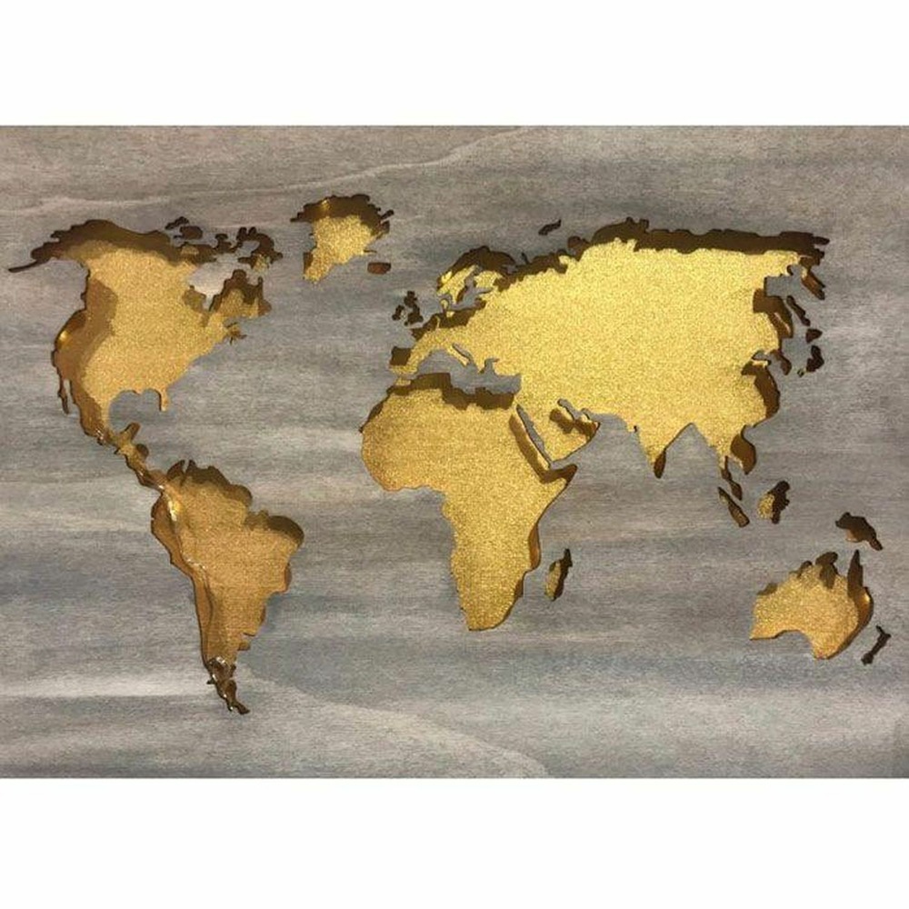 2 mappemondes en bois à décorer 42 x 30 x 1 cm