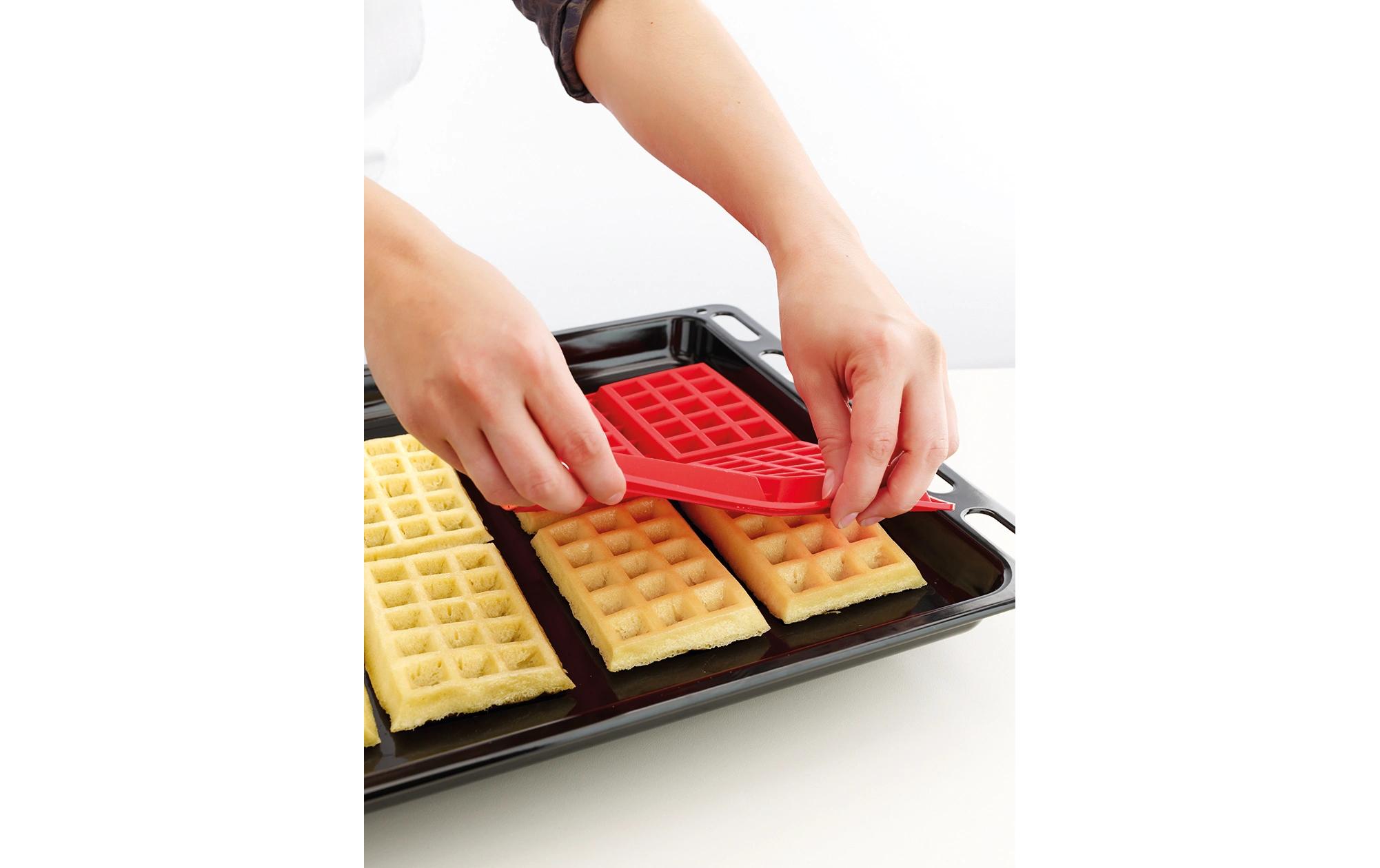 Backform Waffel, Silikon, Rot, 4 MuldenWaffelform
