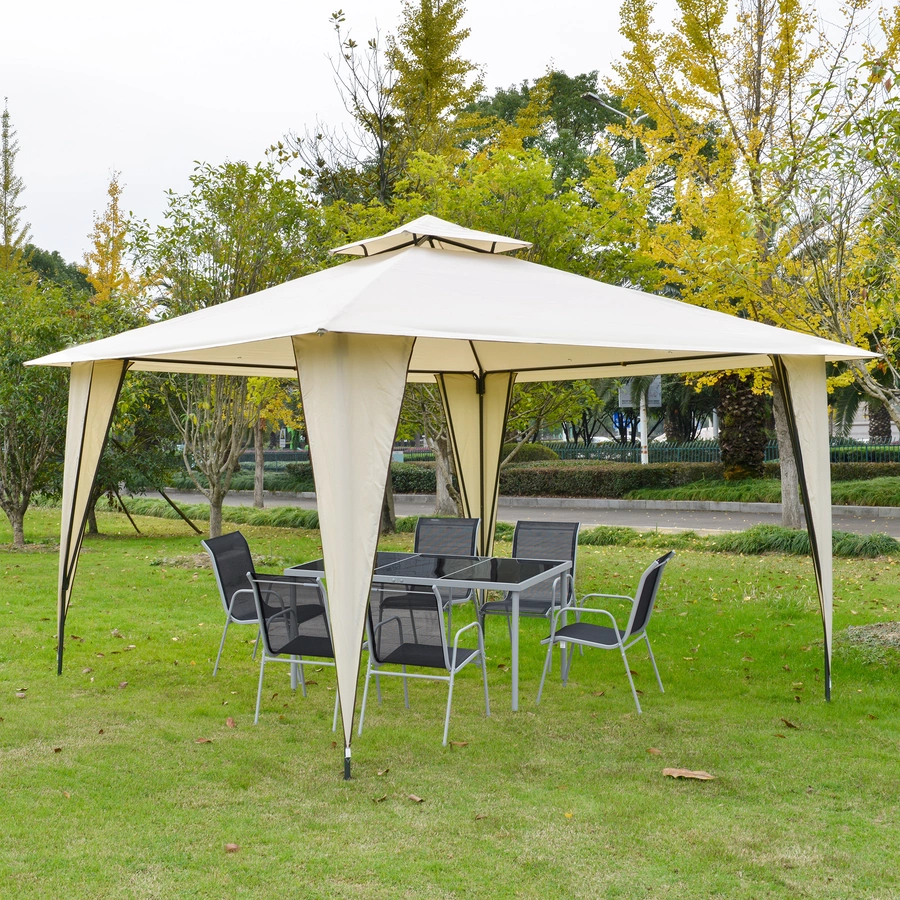 Outsunny Pavillon mit Doppeldach beige