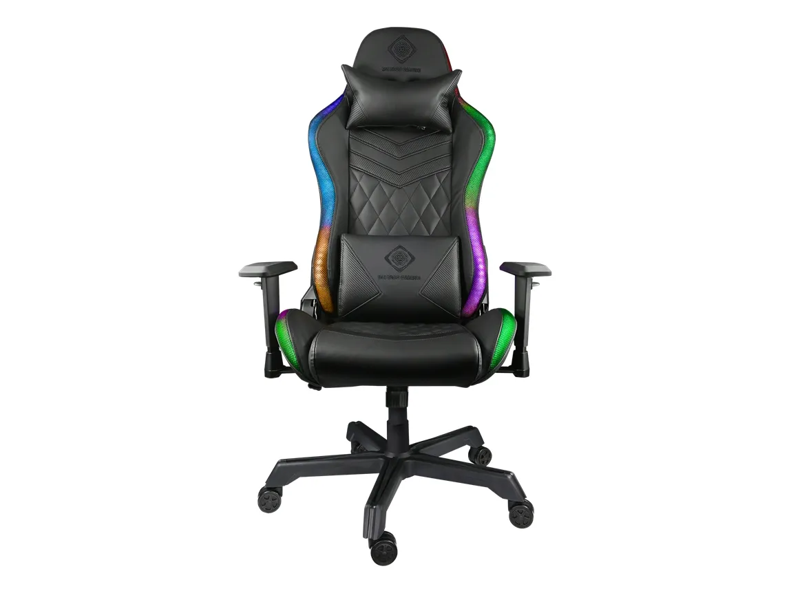 DELTACO GAMING GAM-080 - Spillestol - ergonomisk - armstøtter - T-formet - vippe - drejeled - kunstig læder - sort, RGB
