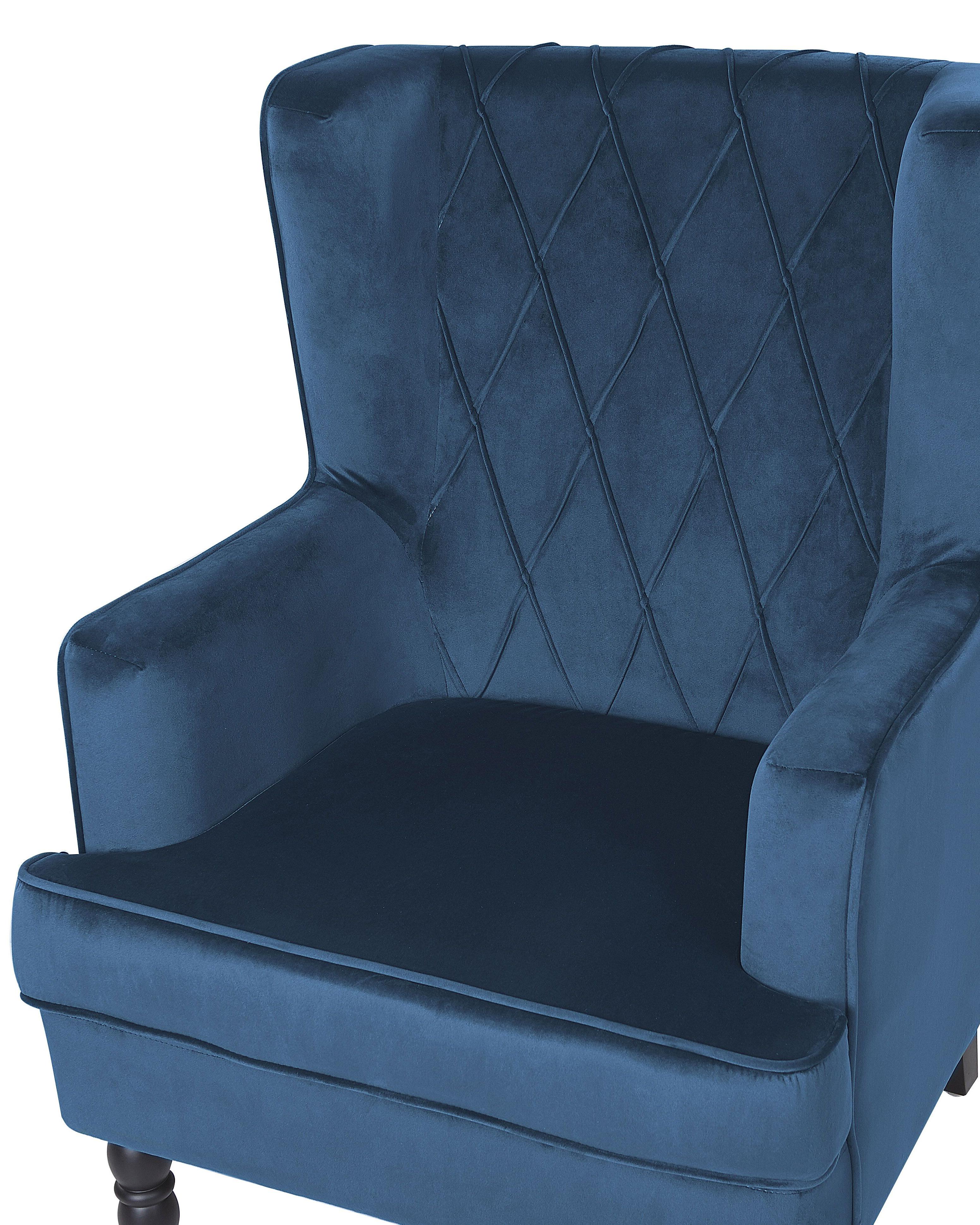Fauteuil SANDSET met voetenbank Fluweel Donkerblauw