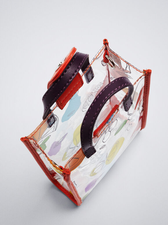 Bolsa transparente estampada para celular - Coral