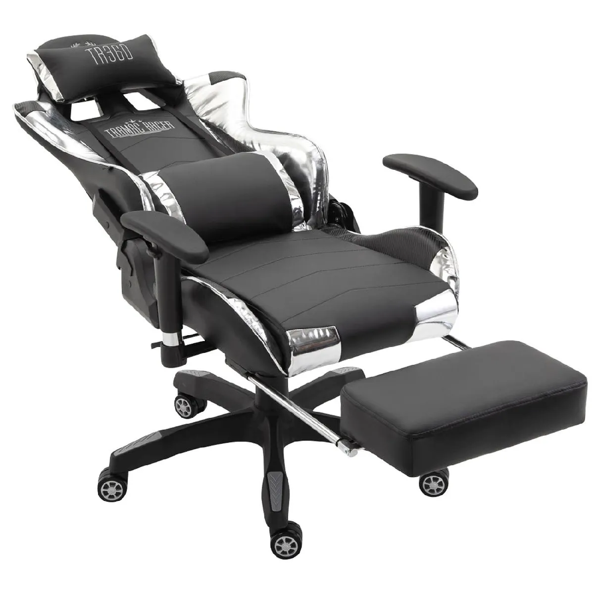 Decoshop26 Chaise de bureau gamer - Noir/Blanc