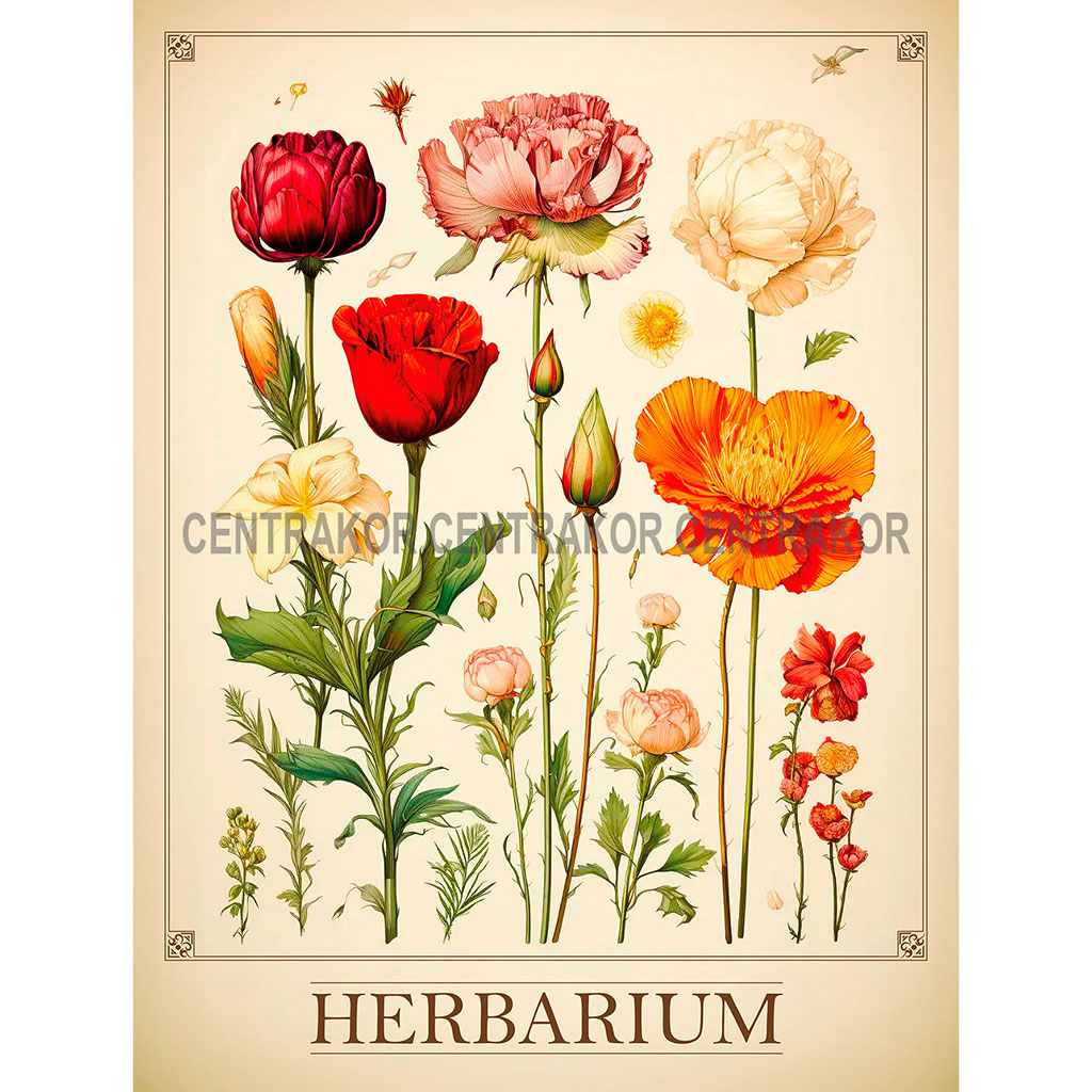 Affiche déco herbier vintage 30x40cm