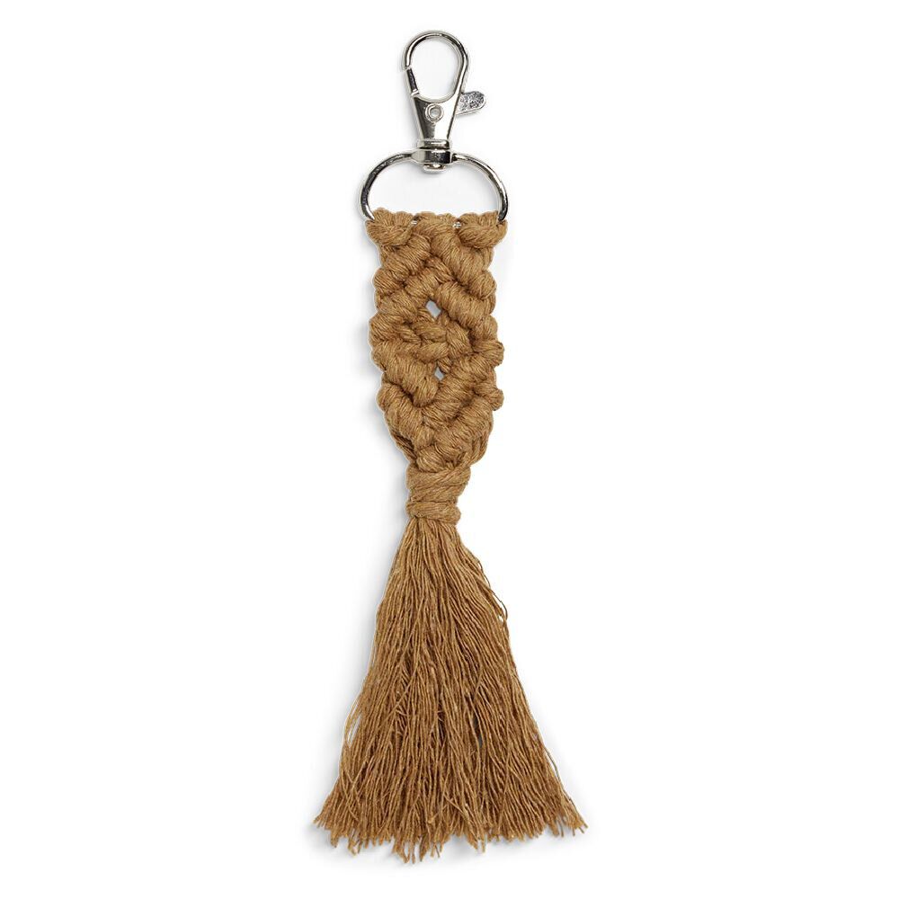 Porte clé pompon macramé avec mousqueton - 3 coloris