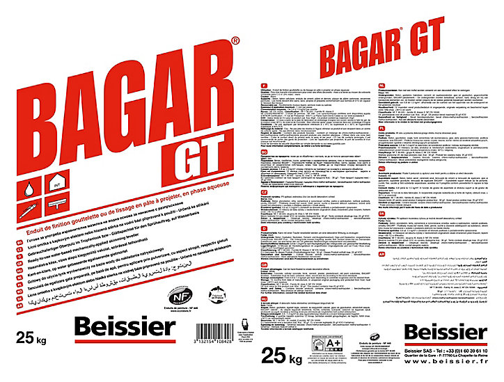 Enduit de finition Bagar GT rouge 25 kg