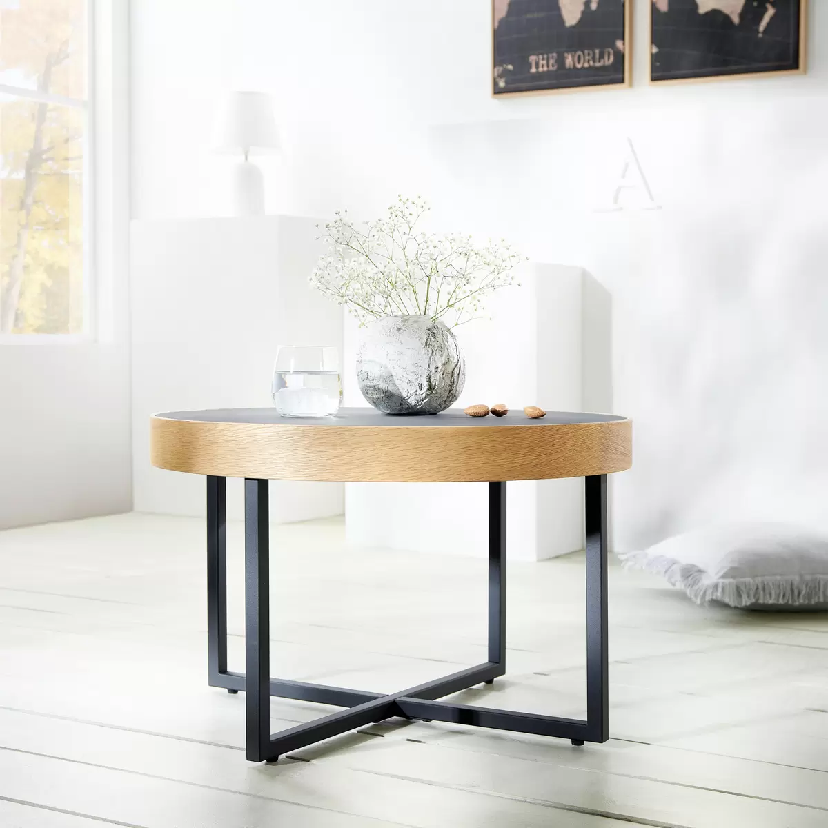 Salontisch rund Tender schwarz,Eiche