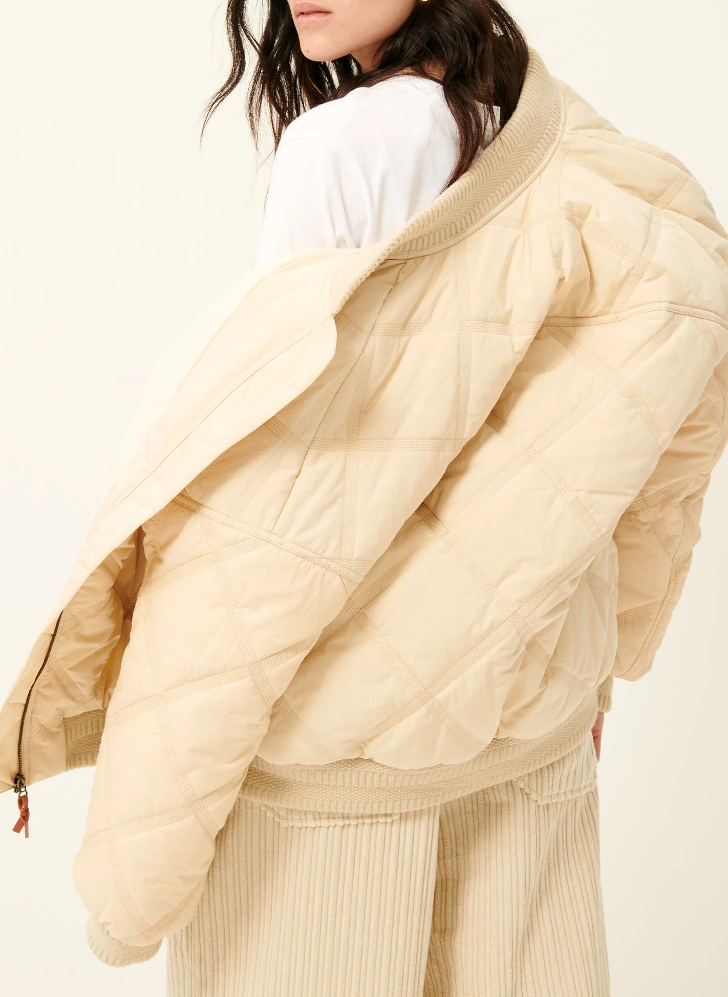 COAL RIVER - Blouson col teddy oversize matelassé | Beige