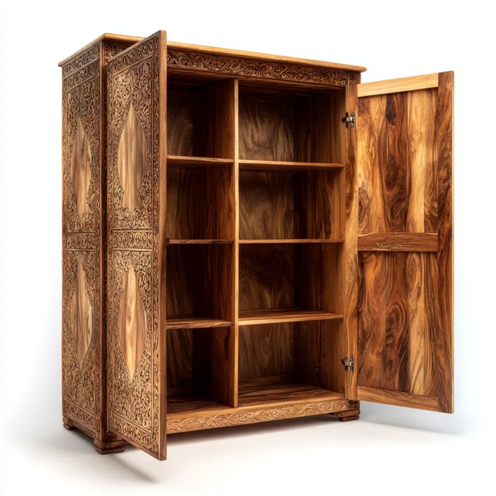 Rustikaler Schrank aus Naturholz 120x180x45 cm - Natur