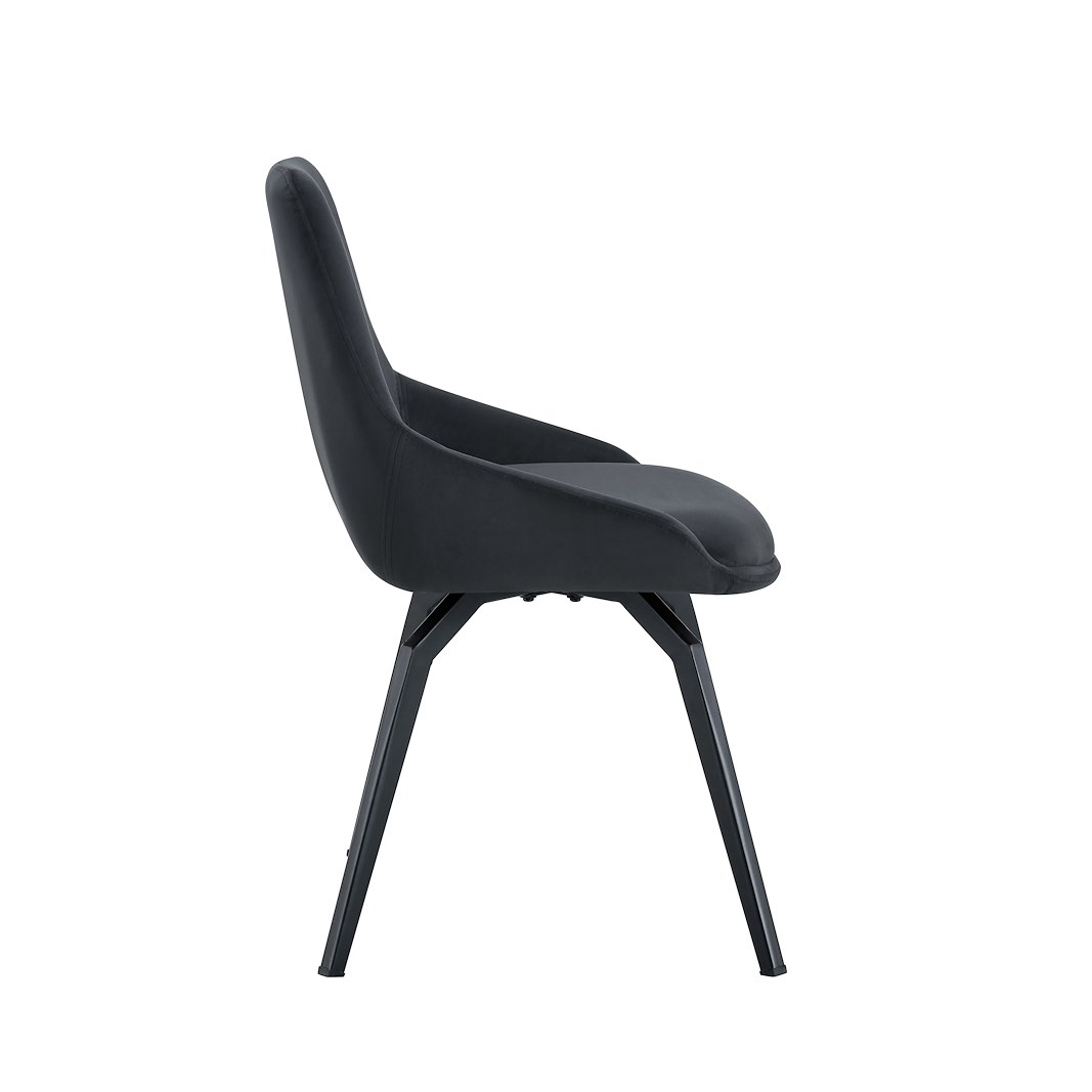 Nero spisestol med sving sortlakkert med sort velour