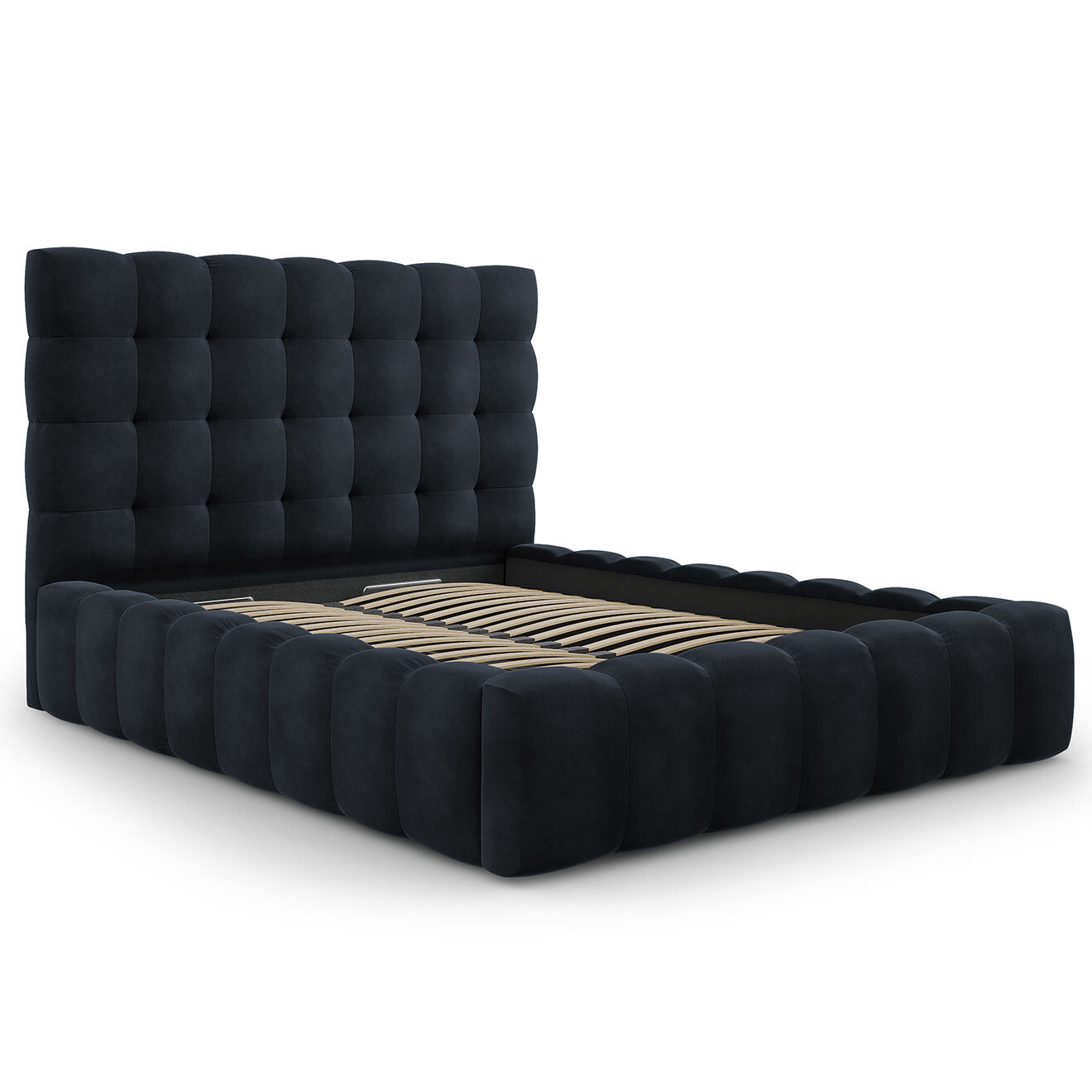 Cosmopolitan Design Lit avec coffre de rangement Bali Velours bleu foncé - 140x200 cm