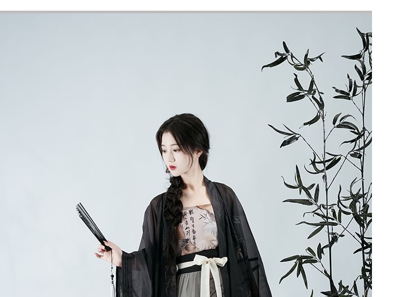 Francoix - Bamboe Print Hanfu Kostuumset