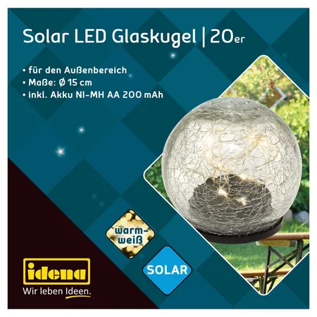 Idena Solar LED Glaskugel