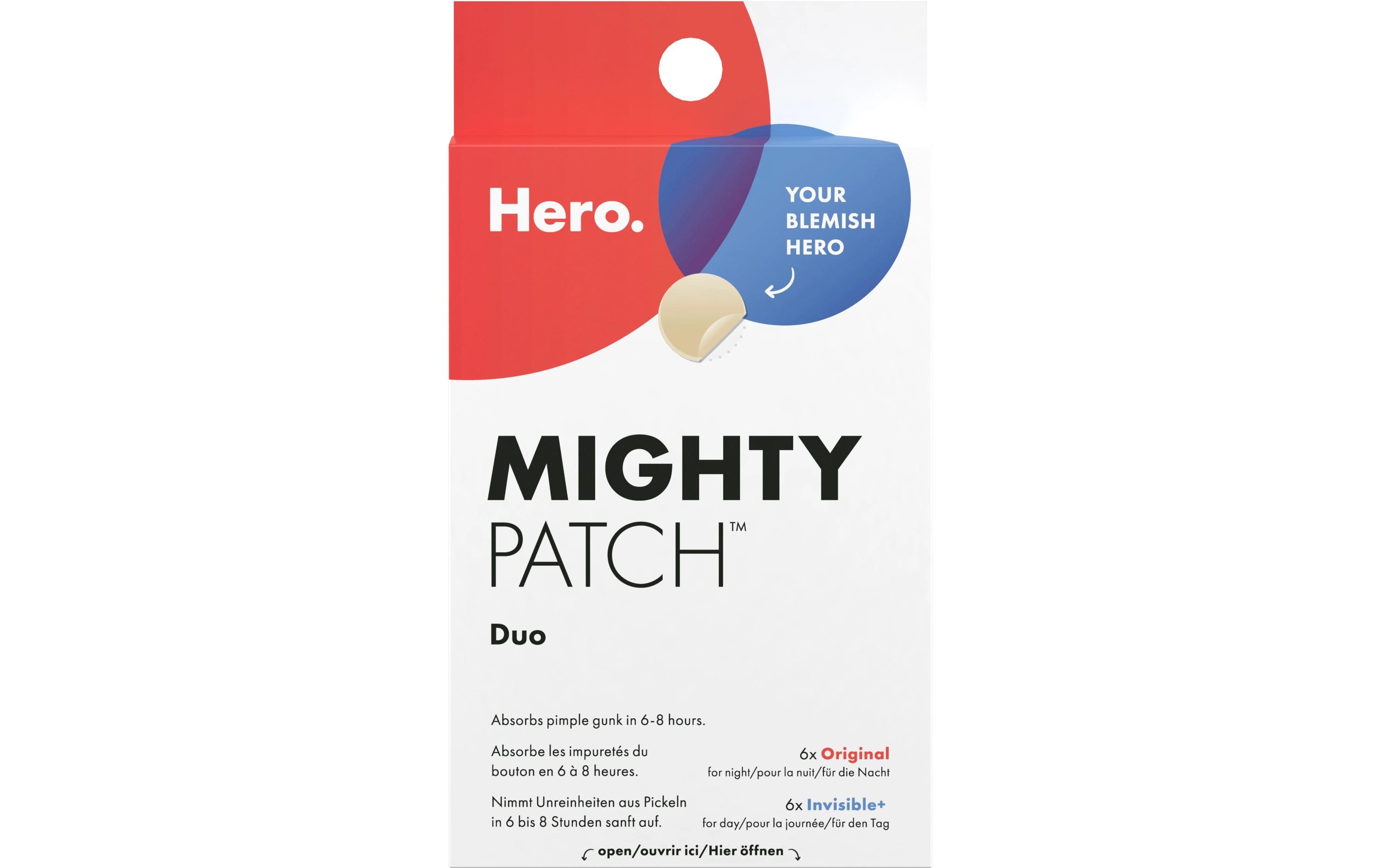 Gesichtsmaske Mighty Patch Duo 2 x 6 StückPickel-Pflaster nimmt Unreinheiten in 6-8 Stunden sanft auf