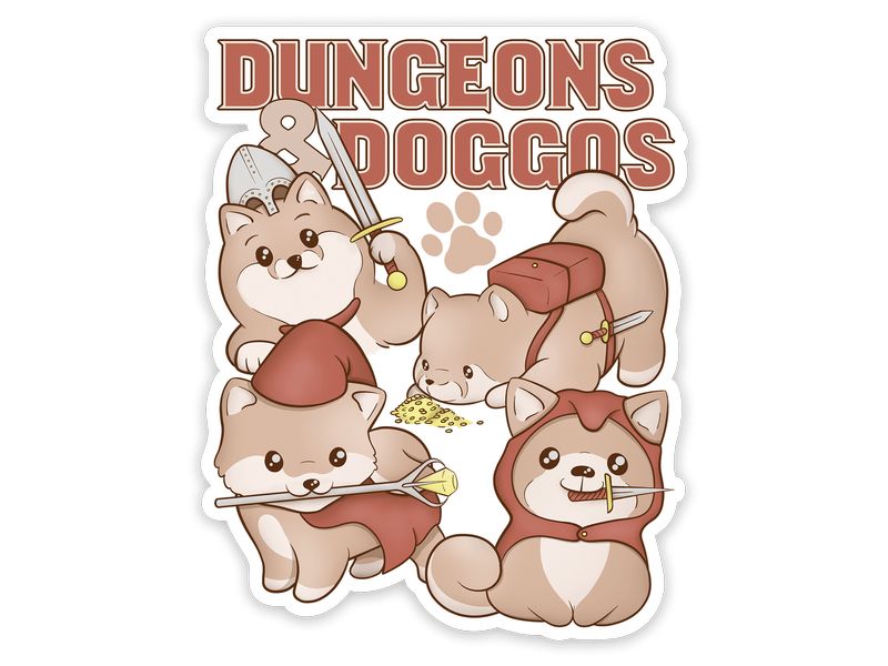 Glass Staff Dungeons & Doggos Sticker Mehrfarbig Aufkleber für RPG-Fans