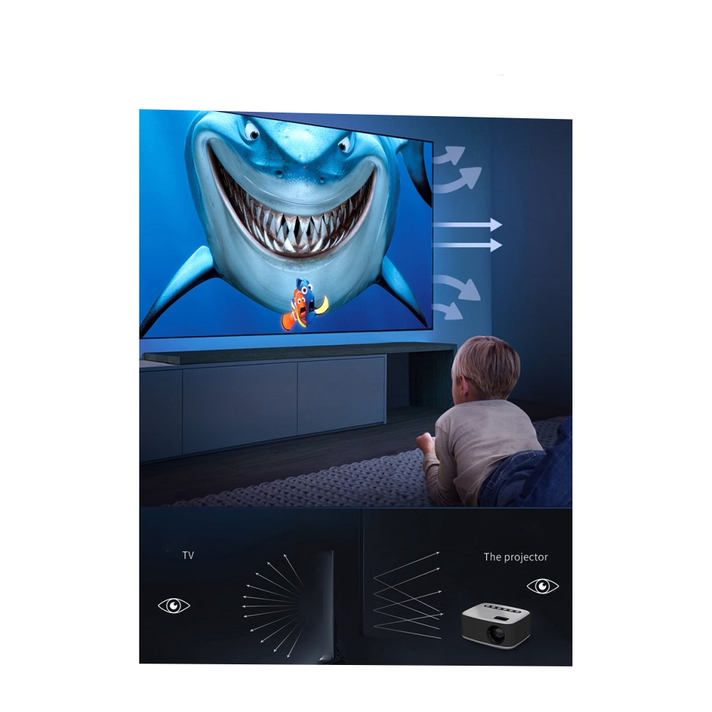 Mini Multimedia LED Projektor Beamer Heimkino (600 Lumen) 1080p Full HD / HDMI / USB - Grau / Schwarz