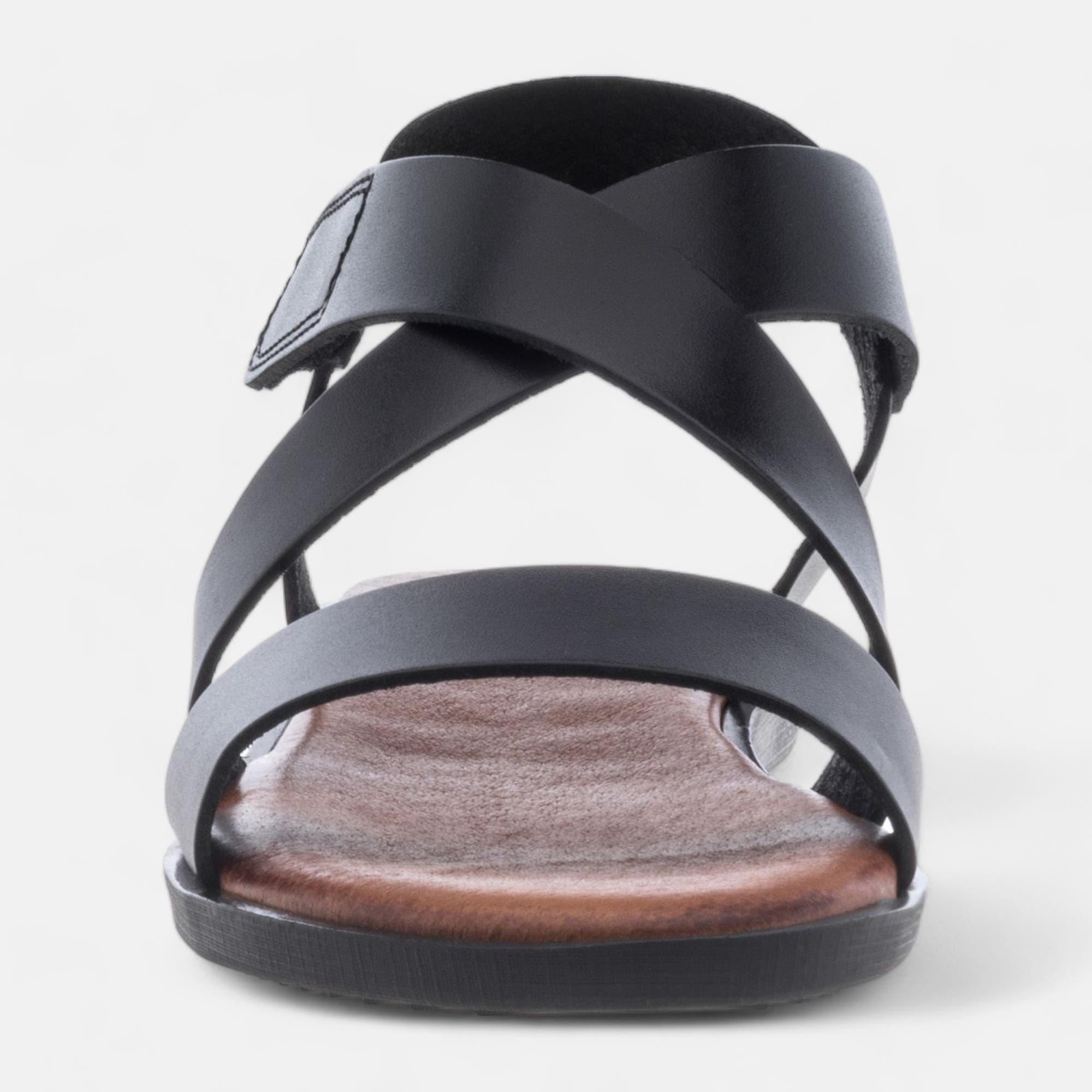 Nu-pieds Femme en cuir noir