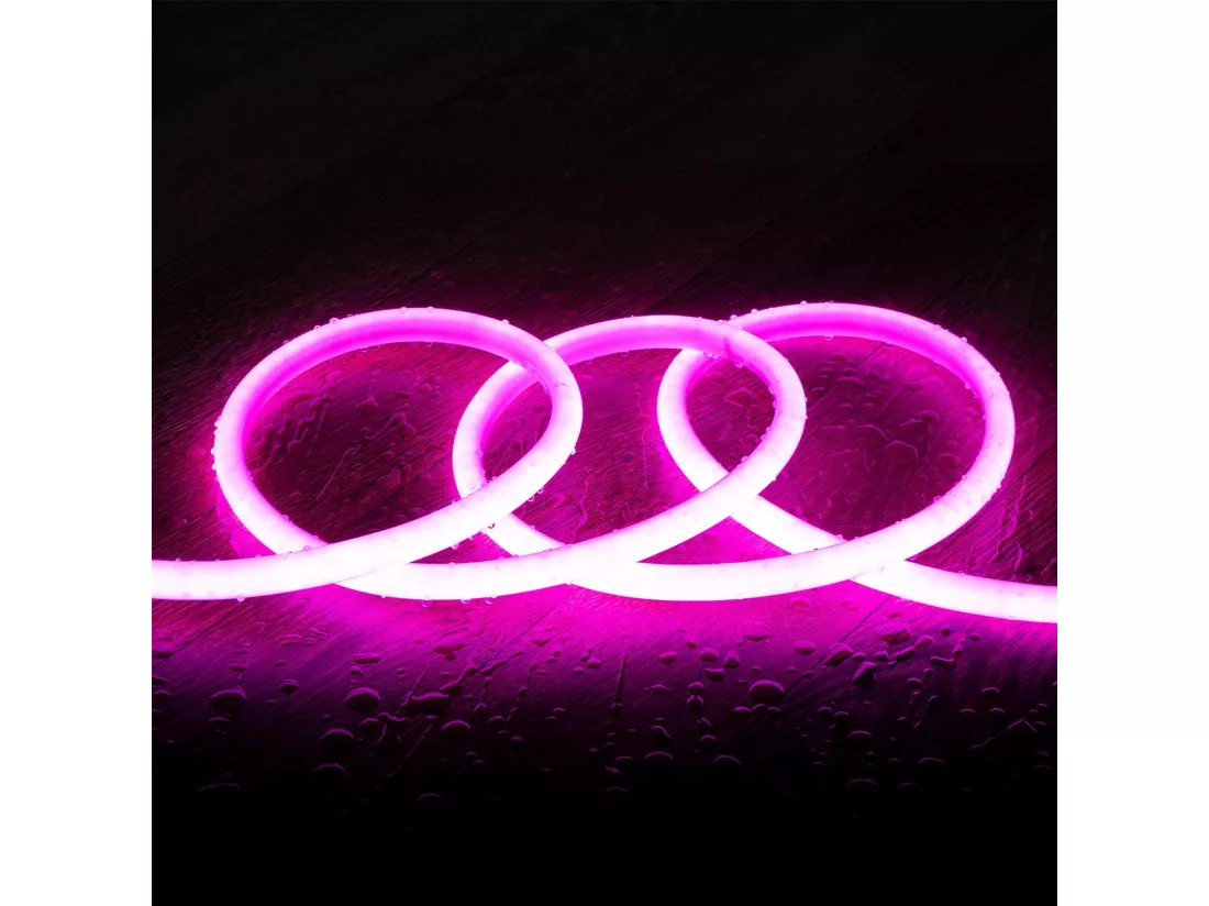 Ruban Néon LED Dimmable 220V AC Circulaire SFLEX14 IP65 sur Mesure coupe tous les 100 cm Rose 20 m