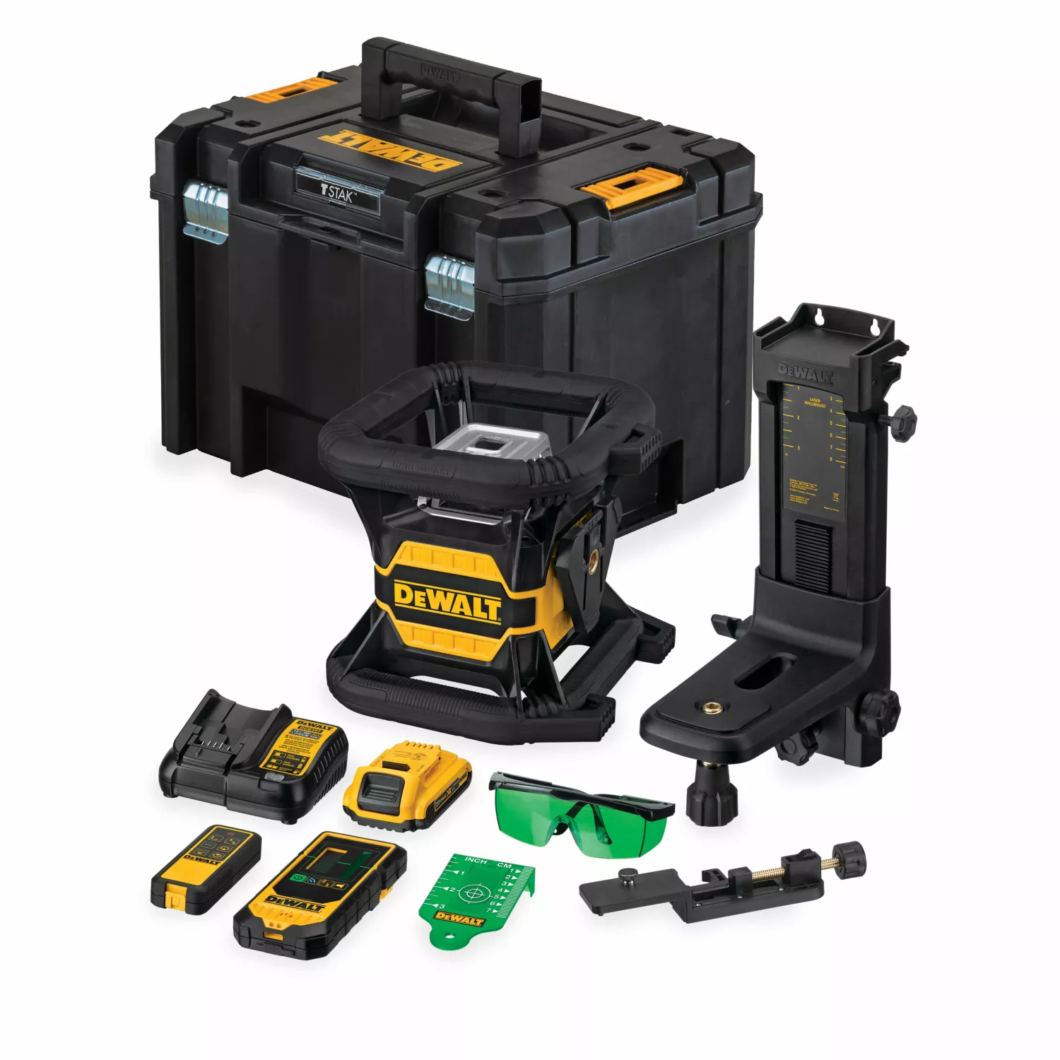 DeWALT DCE080D1GS 18V Rotatie laser set incl. ontvanger in koffer - Groen - 30m - IP67