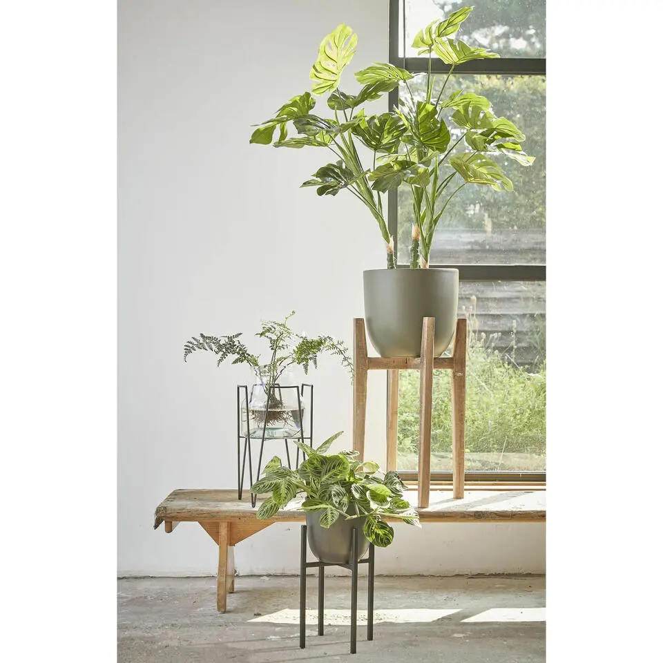 Mica Decorations Plantenstandaard - metaal - zwart - H25 x B16 cm