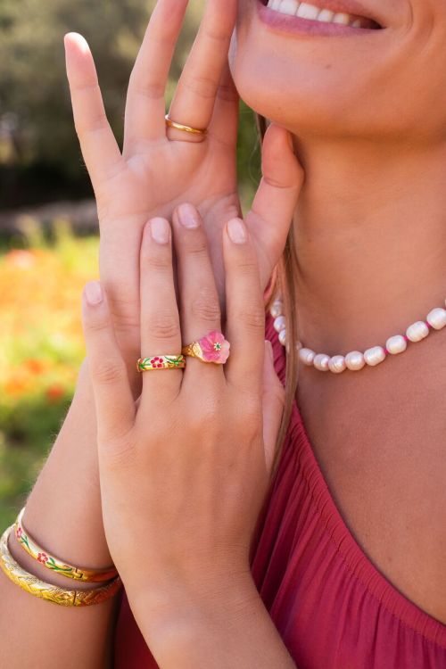Casa fiore ring met rode bloemen