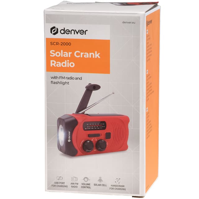 Radio med håndsving og solcelleopladning