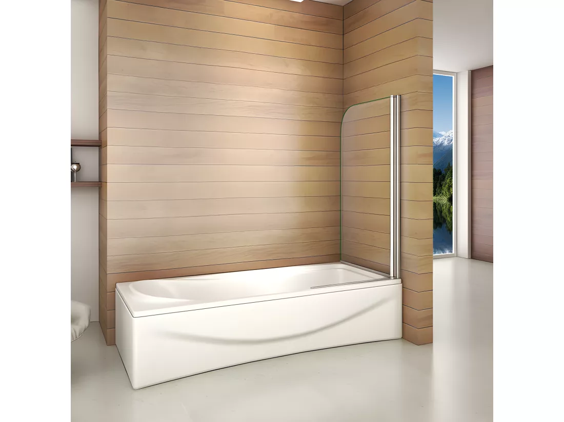 Pare-baignoire 70x130cm en 5mm verre anticalcaire, paroi de baignoire pivotant 180°Hauteur 130cm