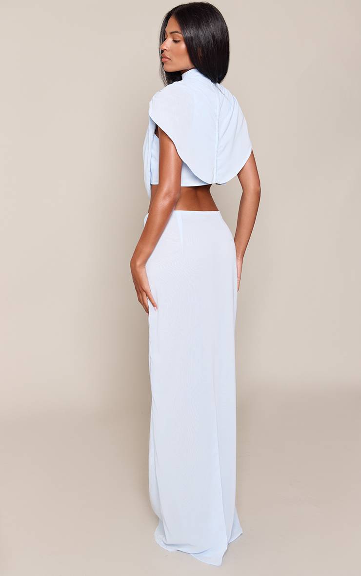 Bleu Layette Jupe Longue Plissée Drapée En Mousseline Co-ord Tall