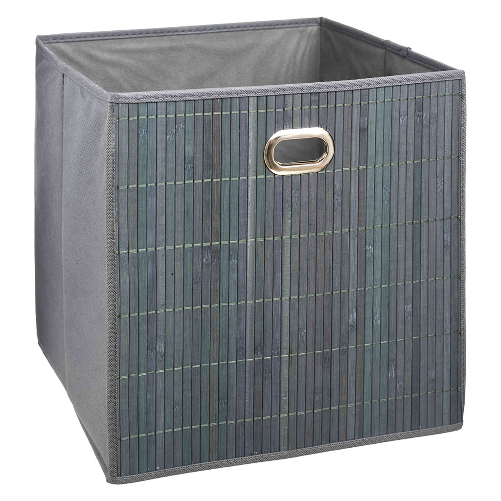 Panier de rangement bambou gris 31x31x31cm