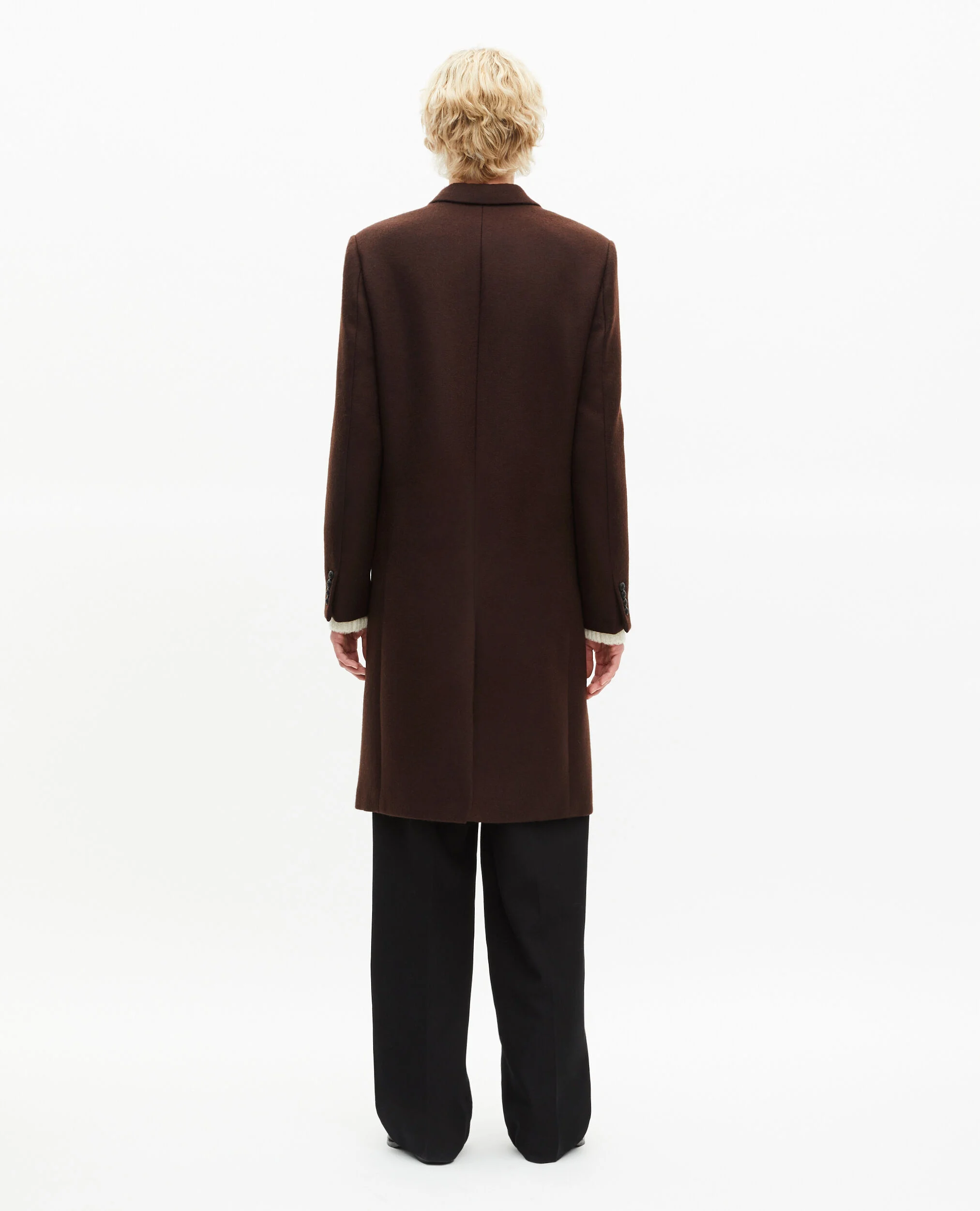Manteau long en laine marron